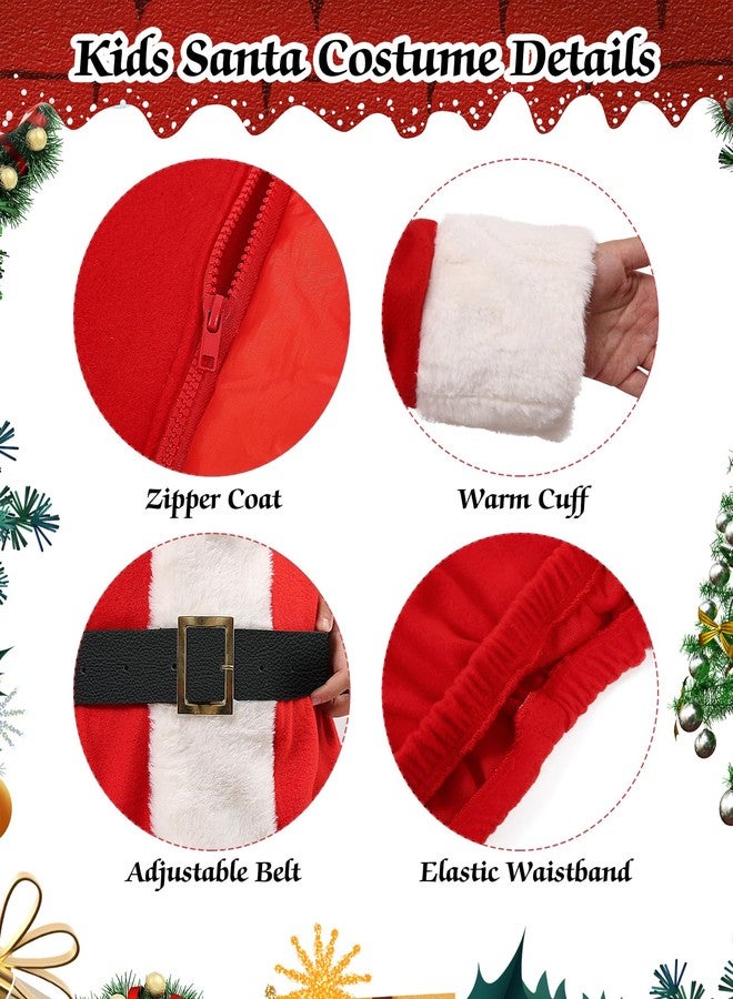 SuBleer Kids Santa Costume-6Pcs,Festive Christmas Santa Suit for Children,Boys Halloween Cosplay Costume with Accessories - Image 4